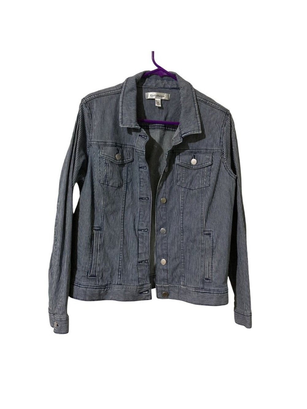 Croft & Barrow Womens Blue & White Pin Stripe Denim Jacket M